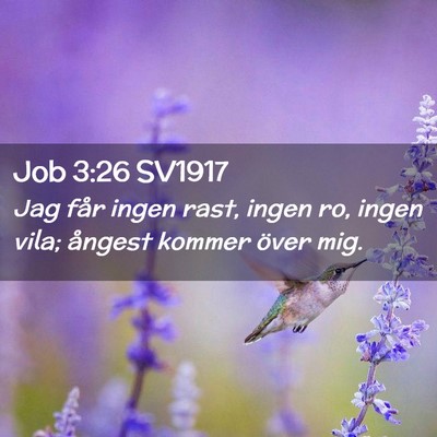 Picture 02 - Job 3:26 SV1917 - Jag får ingen rast, ingen ro, ingen vila; - Bible Verse Picture