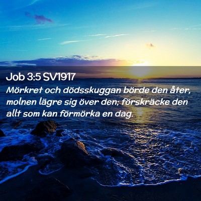 Picture 02 - Job 3:5 SV1917 - Mörkret och dödsskuggan börde den åter, - Bible Verse Picture