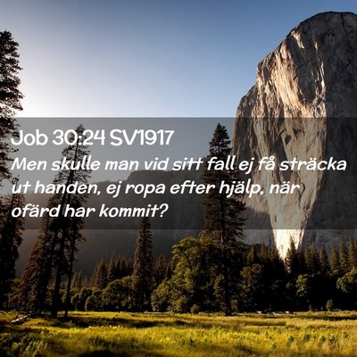 Picture 02 - Job 30:24 SV1917 - Men skulle man vid sitt fall ej få sträcka ut - Bible Verse Picture