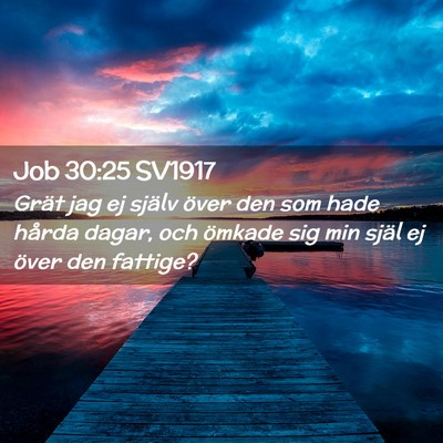 Picture 02 - Job 30:25 SV1917 - Grät jag ej själv över den som hade hårda - Bible Verse Picture