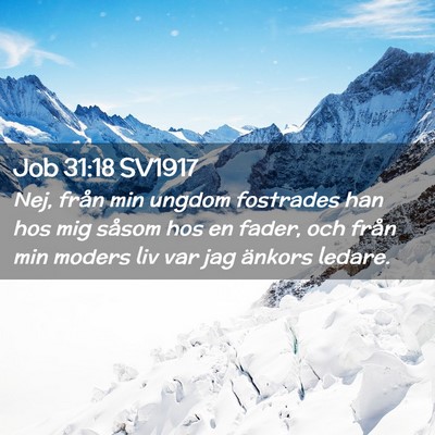 Picture 02 - Job 31:18 SV1917 - Nej, från min ungdom fostrades han hos mig - Bible Verse Picture