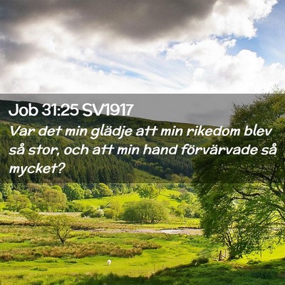 Picture 02 - Job 31:25 SV1917 - Var det min glädje att min rikedom blev så - Bible Verse Picture