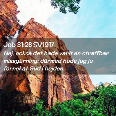 Picture 02 - Job 31:28 SV1917 - Nej, också det hade varit en straffbar - Bible Verse Picture