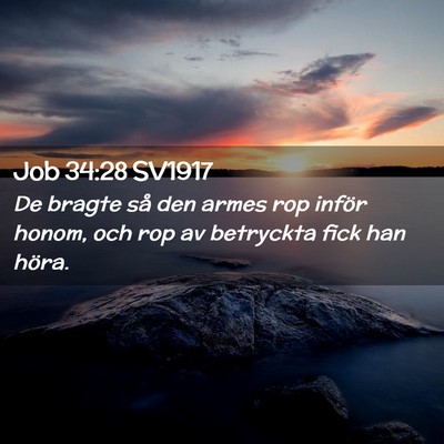 Picture 02 - Job 34:28 SV1917 - De bragte så den armes rop inför honom, och rop - Bible Verse Picture