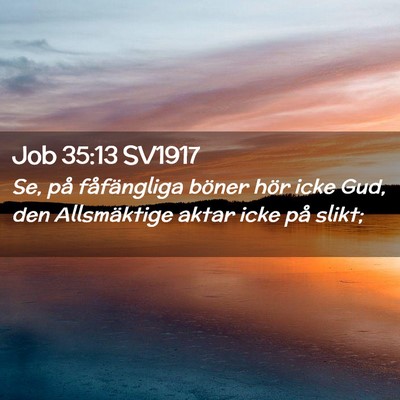 Picture 02 - Job 35:13 SV1917 - Se, på fåfängliga böner hör icke Gud, den - Bible Verse Picture