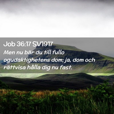 Picture 02 - Job 36:17 SV1917 - Men nu bär du till fullo ogudaktighetens dom; - Bible Verse Picture
