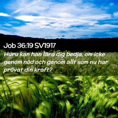 Picture 02 - Job 36:19 SV1917 - Huru kan han lära dig bedja, om icke genom nöd - Bible Verse Picture