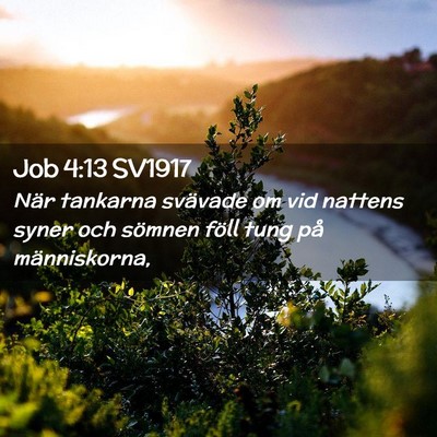 Picture 02 - Job 4:13 SV1917 - När tankarna svävade om vid nattens syner och - Bible Verse Picture
