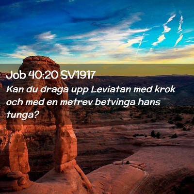 Picture 02 - Job 40:20 SV1917 - Kan du draga upp Leviatan med krok och med en - Bible Verse Picture