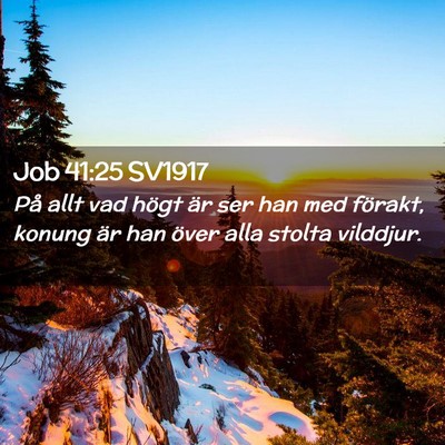 Picture 02 - Job 41:25 SV1917 - På allt vad högt är ser han med förakt, - Bible Verse Picture