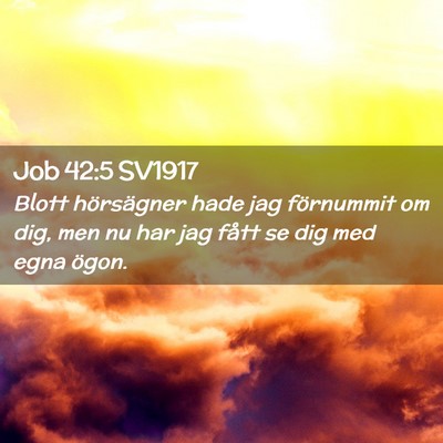 Picture 02 - Job 42:5 SV1917 - Blott hörsägner hade jag förnummit om dig, men - Bible Verse Picture
