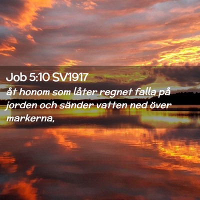 Picture 02 - Job 5:10 SV1917 - åt honom som låter regnet falla på jorden och - Bible Verse Picture