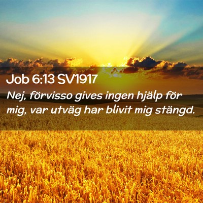 Picture 02 - Job 6:13 SV1917 - Nej, förvisso gives ingen hjälp för mig, var - Bible Verse Picture