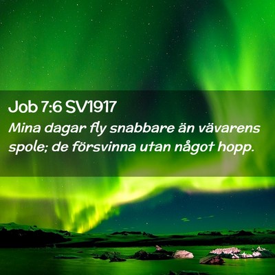 Picture 02 - Job 7:6 SV1917 - Mina dagar fly snabbare än vävarens spole; de - Bible Verse Picture