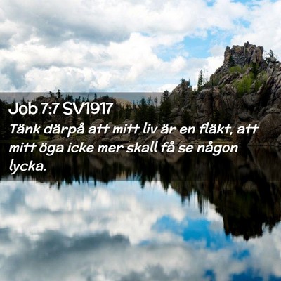 Picture 02 - Job 7:7 SV1917 - Tänk därpå att mitt liv är en fläkt, att - Bible Verse Picture