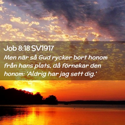 Picture 02 - Job 8:18 SV1917 - Men när så Gud rycker bort honom från hans - Bible Verse Picture