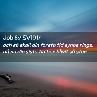 Picture 02 - Job 8:7 SV1917 - och så skall din första tid synas ringa, då nu - Bible Verse Picture