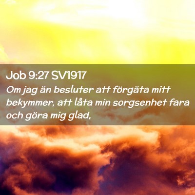 Picture 02 - Job 9:27 SV1917 - Om jag än besluter att förgäta mitt bekymmer, - Bible Verse Picture