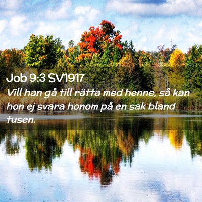 Picture 02 - Job 9:3 SV1917 - Vill han gå till rätta med henne, så kan hon - Bible Verse Picture