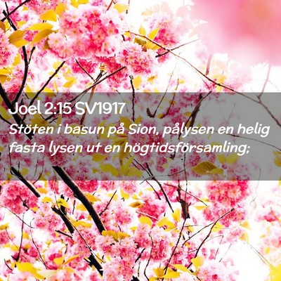 Picture 02 - Joel 2:15 SV1917 - Stöten i basun på Sion, pålysen en helig fasta - Bible Verse Picture