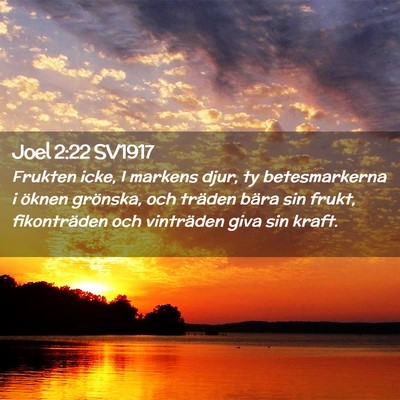 Picture 02 - Joel 2:22 SV1917 - Frukten icke, I markens djur, ty betesmarkerna i - Bible Verse Picture