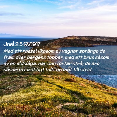 Picture 02 - Joel 2:5 SV1917 - Med ett rassel likasom av vagnar spränga de fram - Bible Verse Picture