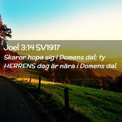 Picture 02 - Joel 3:14 SV1917 - Skaror hopa sig i Domens dal; ty HERRENS dag är - Bible Verse Picture