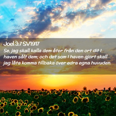 Picture 02 - Joel 3:7 SV1917 - Se, jag skall kalla dem åter från den ort dit I - Bible Verse Picture