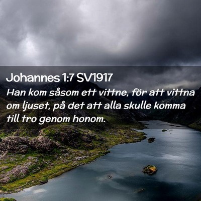 Picture 02 - Johannes 1:7 SV1917 - Han kom såsom ett vittne, för att vittna om - Bible Verse Picture