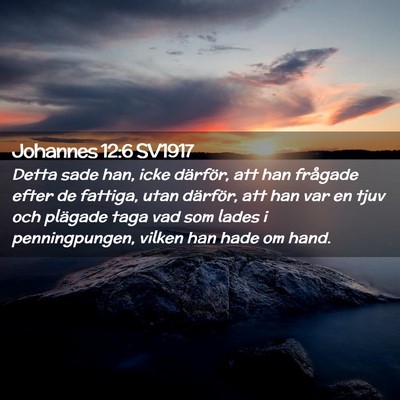 Picture 02 - Johannes 12:6 SV1917 - Detta sade han, icke därför, att han frågade - Bible Verse Picture