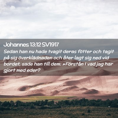 Picture 02 - Johannes 13:12 SV1917 - Sedan han nu hade tvagit deras fötter och tagit - Bible Verse Picture