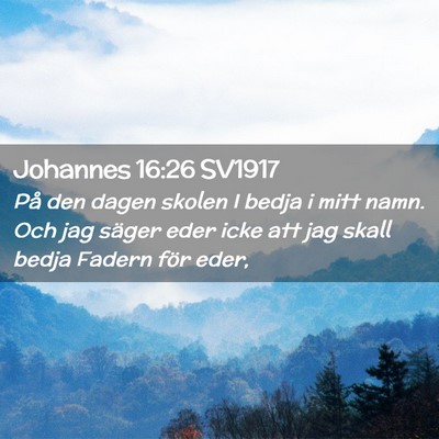 Picture 02 - Johannes 16:26 SV1917 - På den dagen skolen I bedja i mitt namn. Och jag - Bible Verse Picture