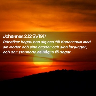 Picture 02 - Johannes 2:12 SV1917 - Därefter begav han sig ned till Kapernaum med - Bible Verse Picture