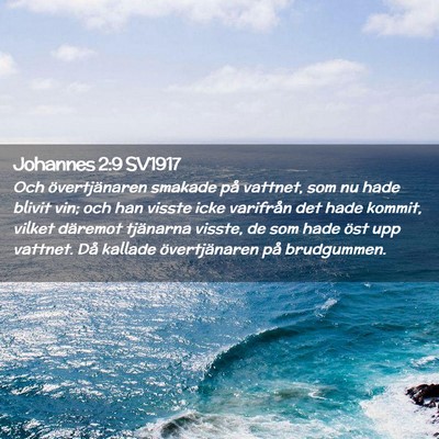 Picture 02 - Johannes 2:9 SV1917 - Och övertjänaren smakade på vattnet, som nu - Bible Verse Picture