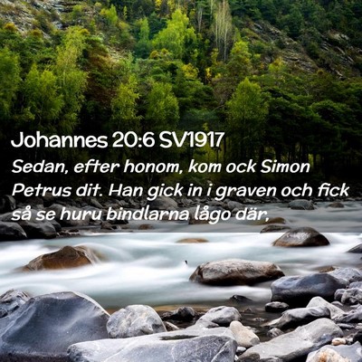 Picture 02 - Johannes 20:6 SV1917 - Sedan, efter honom, kom ock Simon Petrus dit. Han - Bible Verse Picture