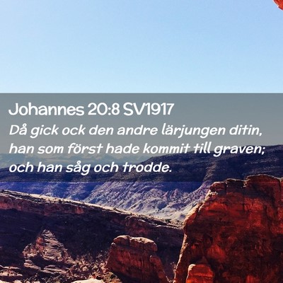 Picture 02 - Johannes 20:8 SV1917 - Då gick ock den andre lärjungen ditin, han som - Bible Verse Picture