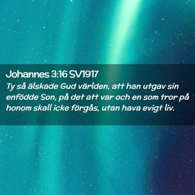 Picture 02 - Johannes 3:16 SV1917 - Ty så älskade Gud världen, att han utgav sin - Bible Verse Picture