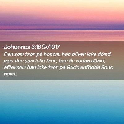 Picture 02 - Johannes 3:18 SV1917 - Den som tror på honom, han bliver icke dömd, - Bible Verse Picture
