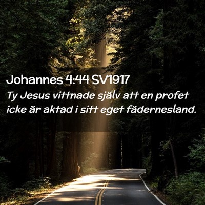 Picture 02 - Johannes 4:44 SV1917 - Ty Jesus vittnade själv att en profet icke är - Bible Verse Picture