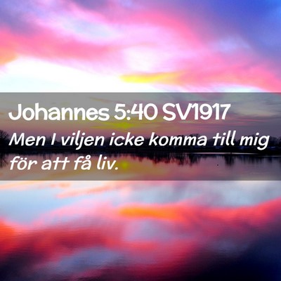 Picture 02 - Johannes 5:40 SV1917 - Men I viljen icke komma till mig för att få - Bible Verse Picture