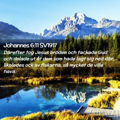 Picture 02 - Johannes 6:11 SV1917 - Därefter tog Jesus bröden och tackade Gud och - Bible Verse Picture