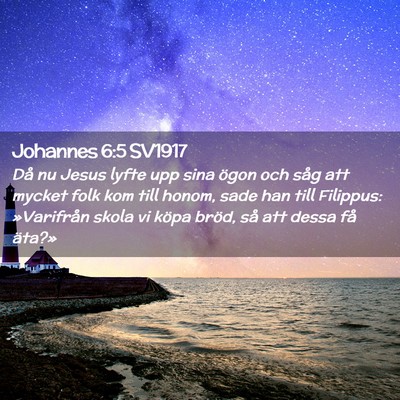 Picture 02 - Johannes 6:5 SV1917 - Då nu Jesus lyfte upp sina ögon och såg att - Bible Verse Picture
