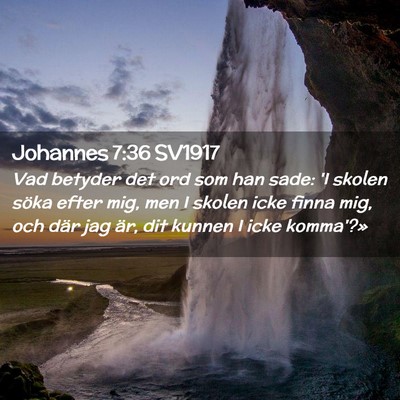 Picture 02 - Johannes 7:36 SV1917 - Vad betyder det ord som han sade: 'I skolen söka - Bible Verse Picture