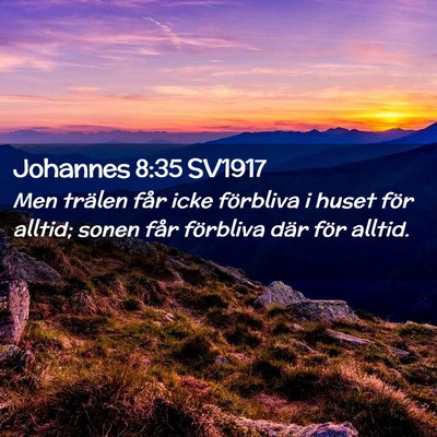 Picture 02 - Johannes 8:35 SV1917 - Men trälen får icke förbliva i huset för - Bible Verse Picture