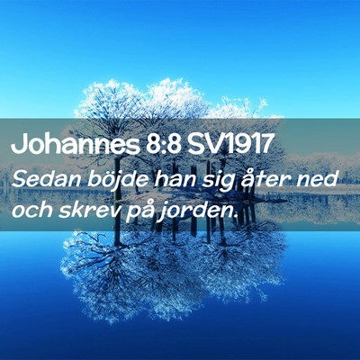Picture 02 - Johannes 8:8 SV1917 - Sedan böjde han sig åter ned och skrev på - Bible Verse Picture