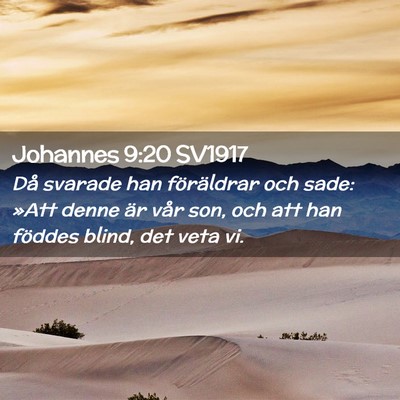 Picture 02 - Johannes 9:20 SV1917 - Då svarade han föräldrar och sade: »Att denne - Bible Verse Picture