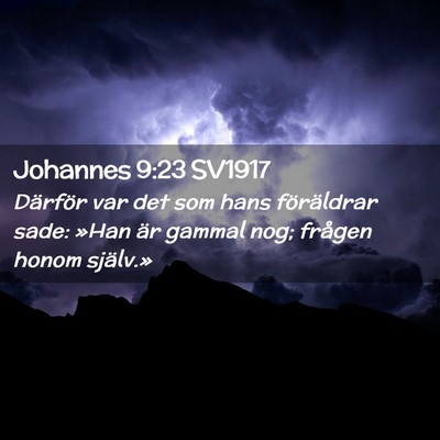 Picture 02 - Johannes 9:23 SV1917 - Därför var det som hans föräldrar sade: »Han - Bible Verse Picture
