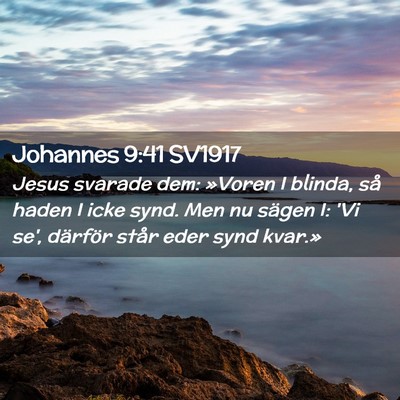 Picture 02 - Johannes 9:41 SV1917 - Jesus svarade dem: »Voren I blinda, så haden I - Bible Verse Picture
