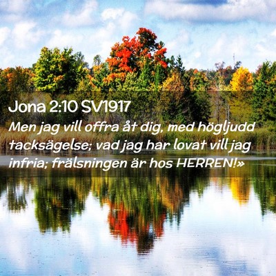 Picture 02 - Jona 2:10 SV1917 - Men jag vill offra åt dig, med högljudd - Bible Verse Picture