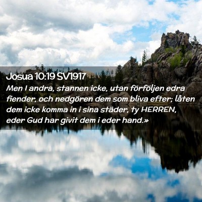 Picture 02 - Josua 10:19 SV1917 - Men I andra, stannen icke, utan förföljen edra - Bible Verse Picture
